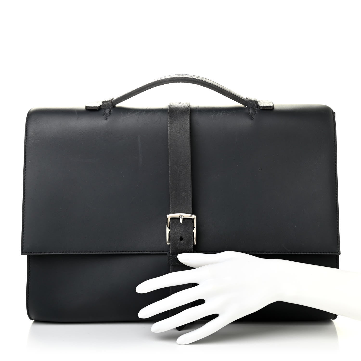 Hermes Sombrero Hunter Cowhide Etriviere II Meeting 38 Briefcase Black 2 of 20