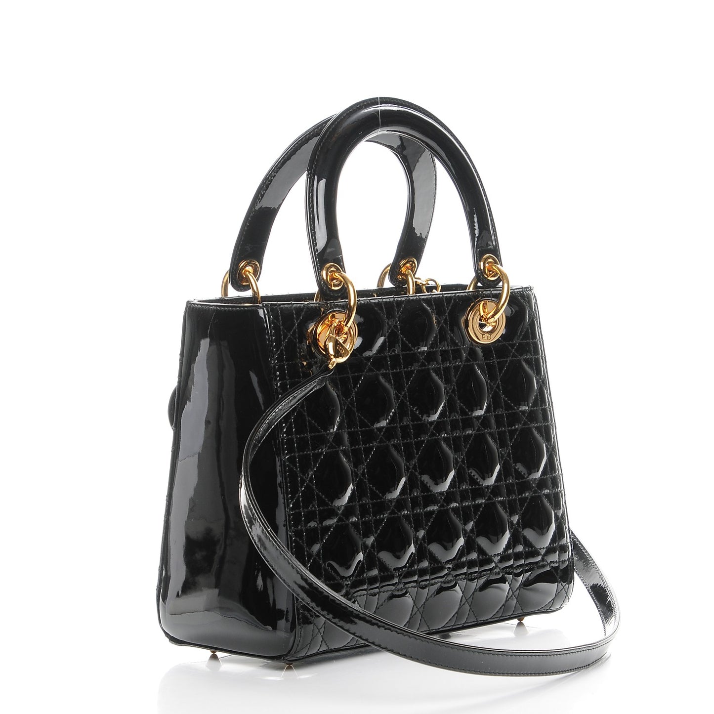 Patent Cannage Medium Lady Dior Black