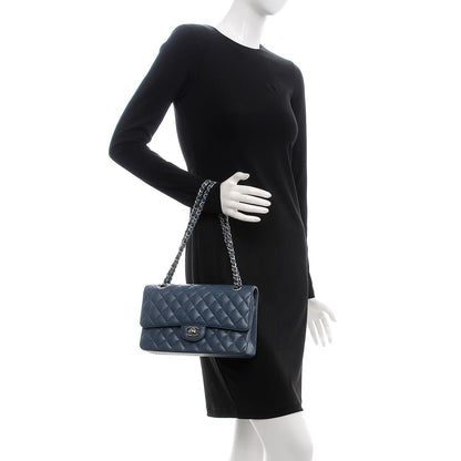 Chanel Caviar Quilted Medium Double Flap Dark Blue 3 of 8