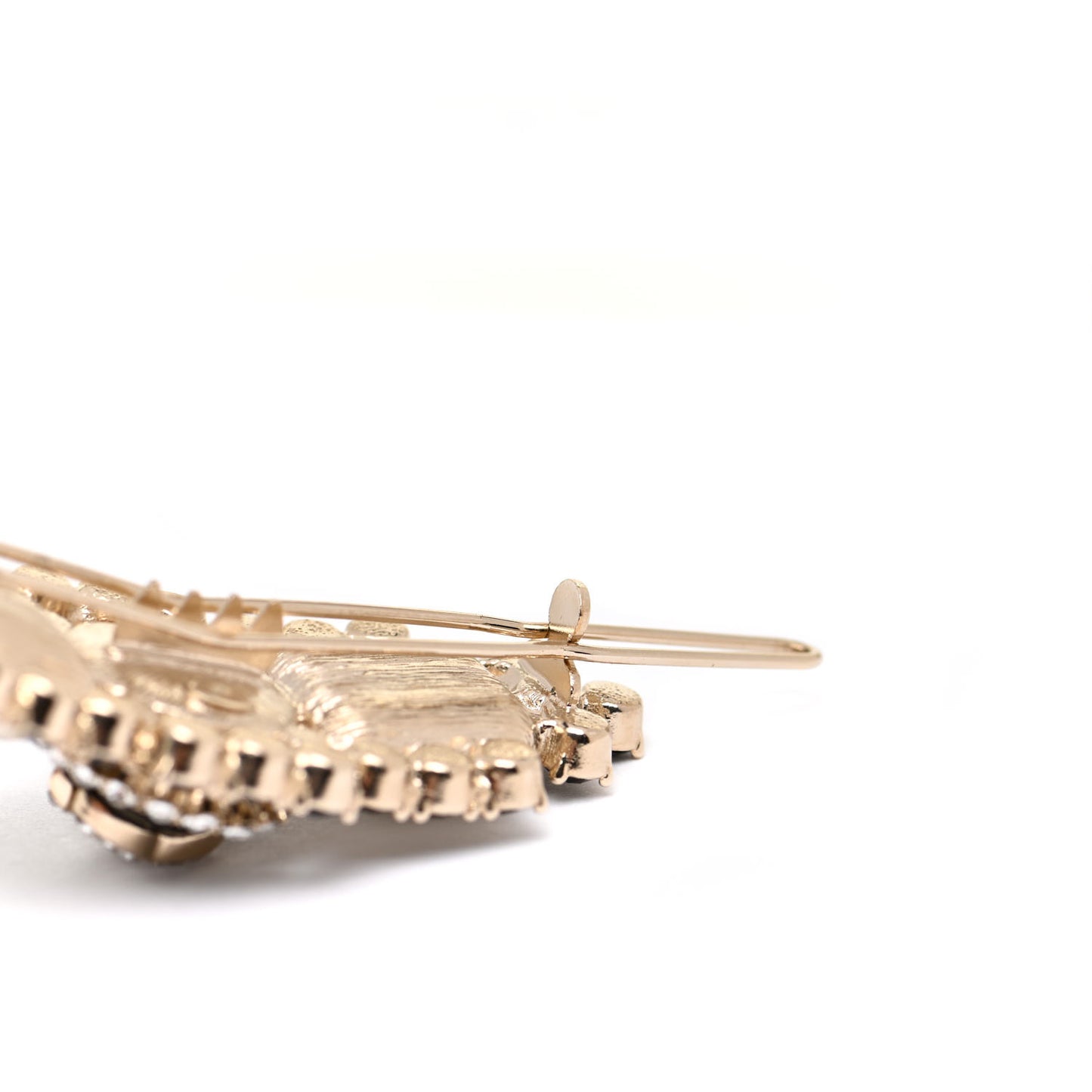 Metal Crystal Pearl CC Hair Clip Barrette Gold Black