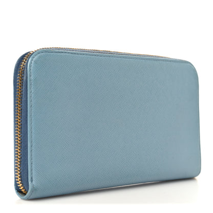 Prada Saffiano Fiocco Bow Zip Around Wallet Fiordaliso 3 of 8