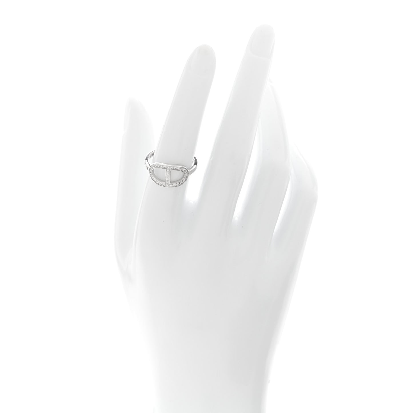 18K White Gold Diamond MM Chaine d'Ancre Contour Ring 54 6.75