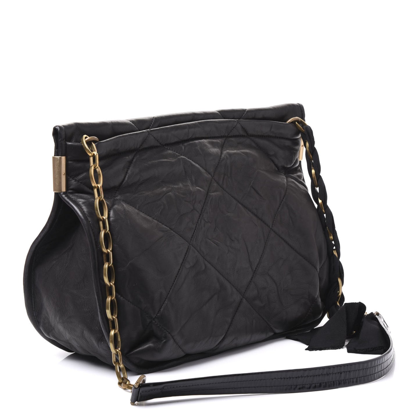 Lambskin Quilted Amalia Crossbody Bag Black