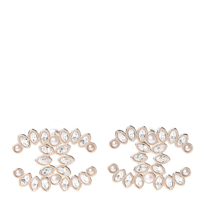 Chanel Crystal Pearl CC Earrings Gold 1 of 5