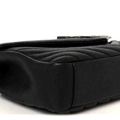 Saint Laurent Sheepskin Matelasse Chevron Monogram Medium College Bag Black 9 of 11