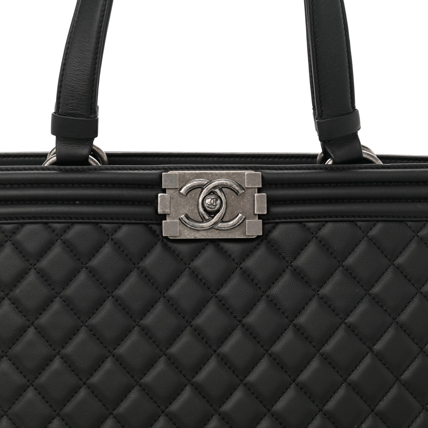 Chanel Calfskin Quilted Boy Shopping Tote Black 8 of 11