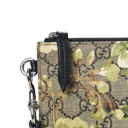 Gucci GG Supreme Monogram Blooms Small Zip Wristlet Pouch Beige New Military Black 7 of 7