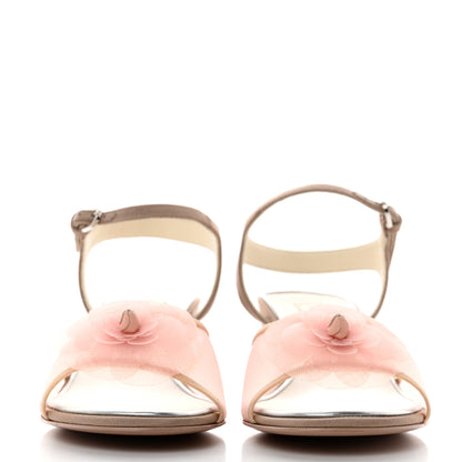 Chanel Mesh Grosgrain Camellia Sandal 35.5 Pink Beige 2 of 10