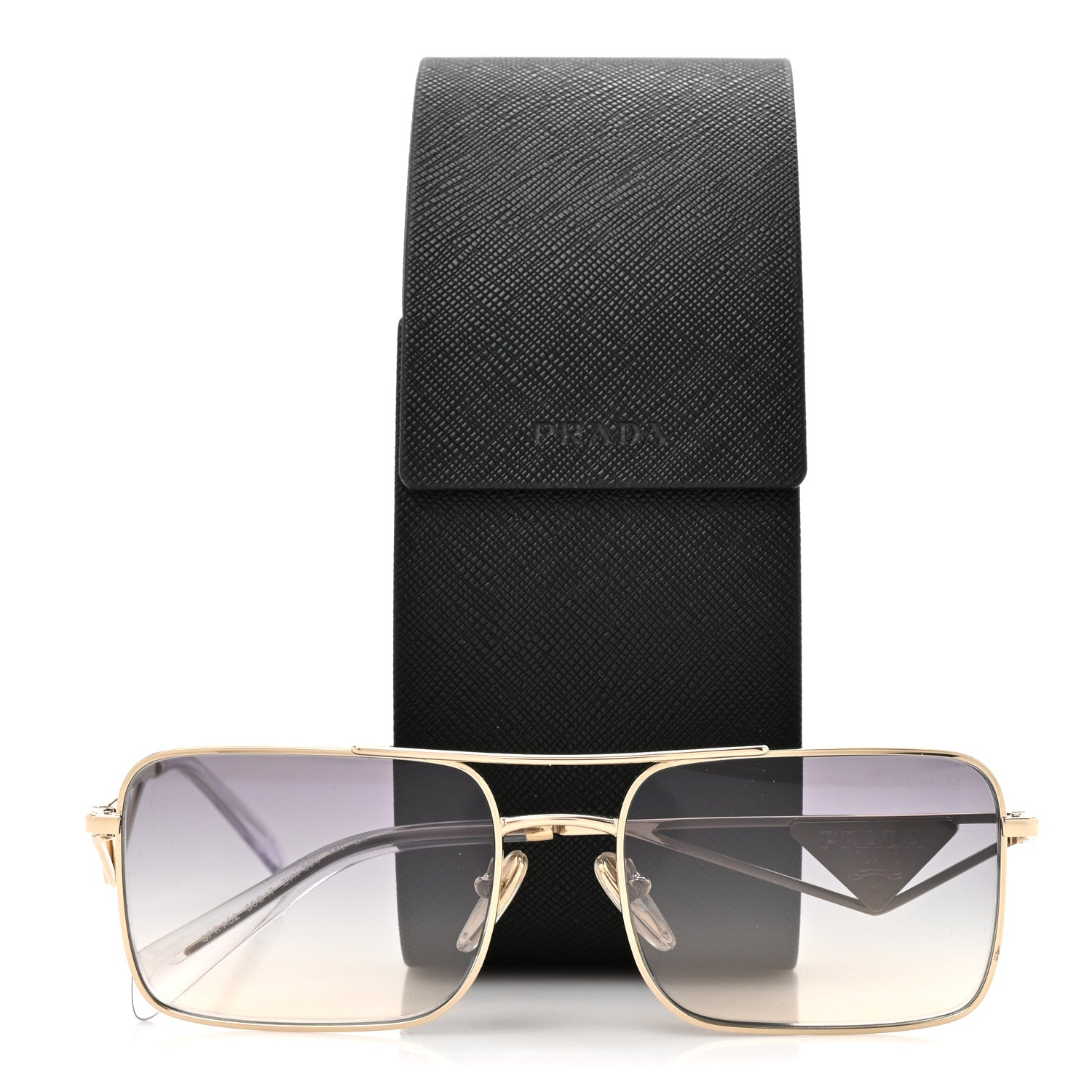 Prada Metal Symbole Triangle Logo Sunglasses SPR A52 Gold Blue