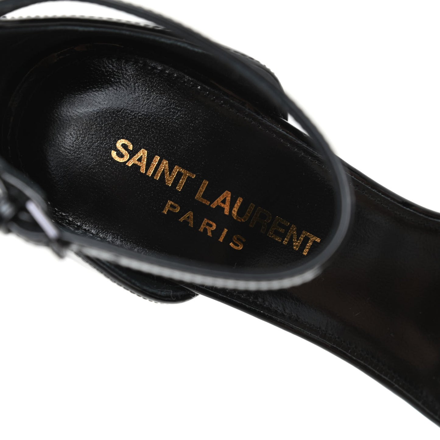 Patent Calfskin Opyum 110 Sandals 35.5 Black Gold