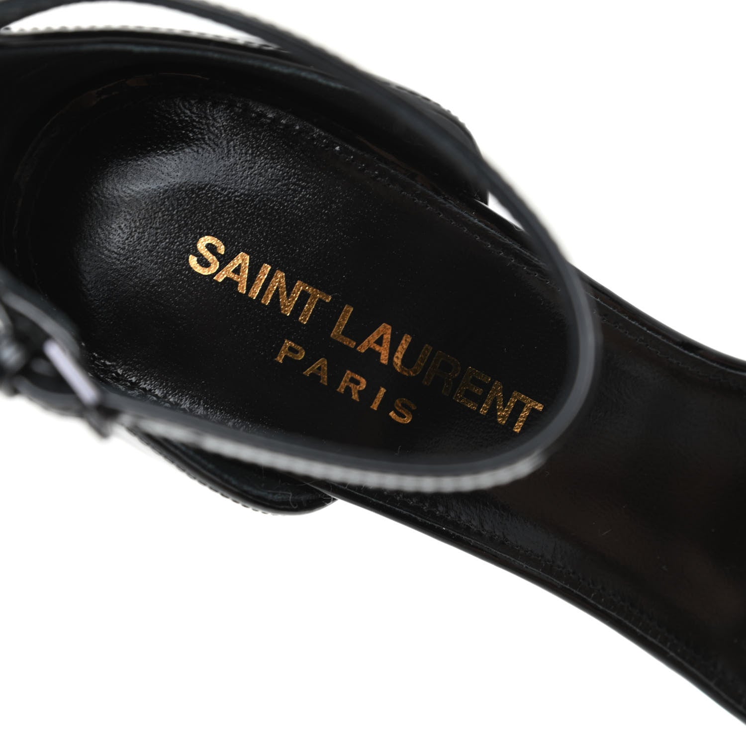 Saint Laurent Patent Calfskin Opyum 110 Sandals 35.5 Black Gold 6 of 8