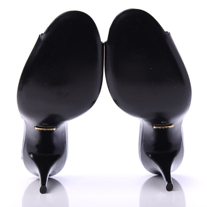 Gucci Polished Calfskin Scarlet Mid Heel Slide Sandals 38 Black 5 of 8