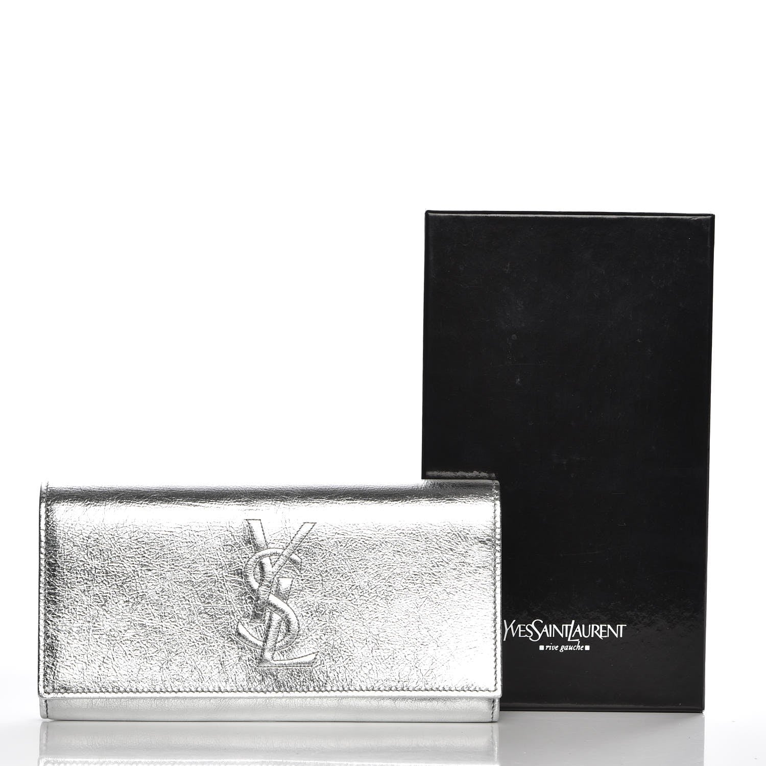 Saint Laurent Metallic Calfskin Belle De Jour Wallet Moon 8 of 8