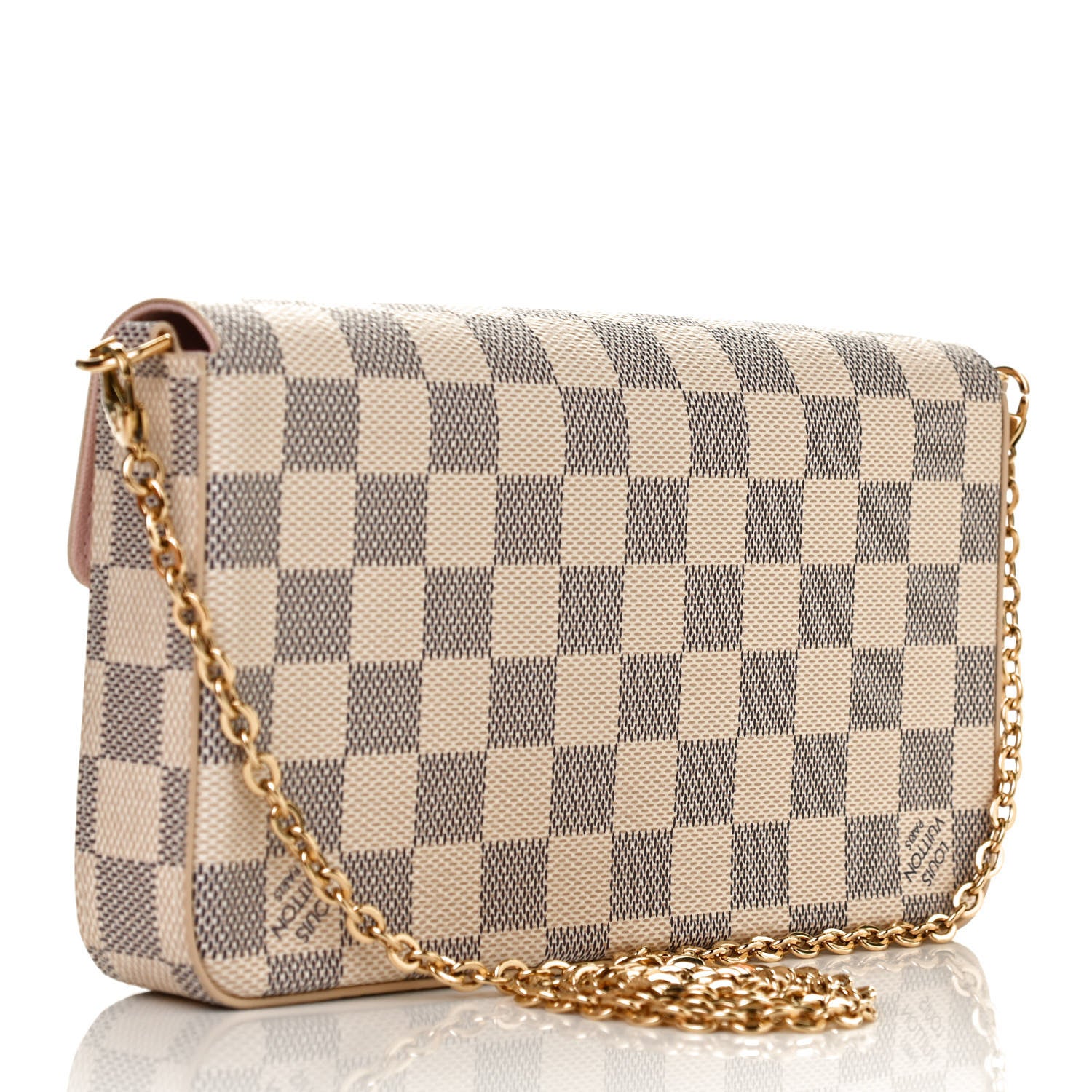 Louis Vuitton Damier Azur Pochette Felicie Chain Wallet Rose Ballerine 3 of 11