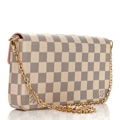 Louis Vuitton Damier Azur Pochette Felicie Chain Wallet Rose Ballerine 3 of 11