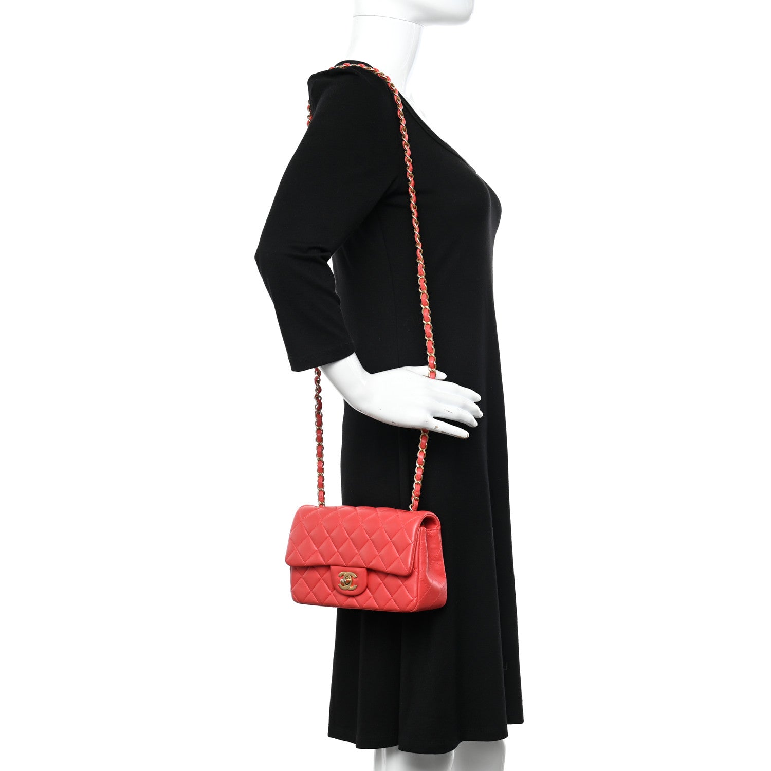 Chanel Lambskin Quilted Mini Rectangular Flap Red 3 of 10