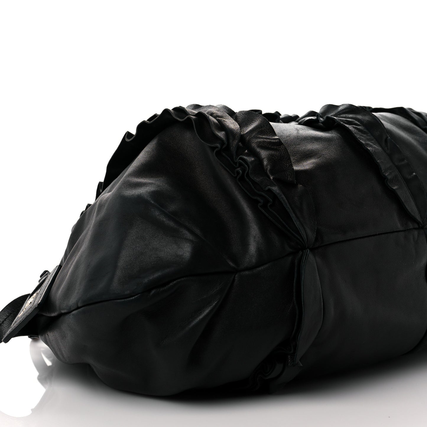 Nappa Ruffle Hobo Black