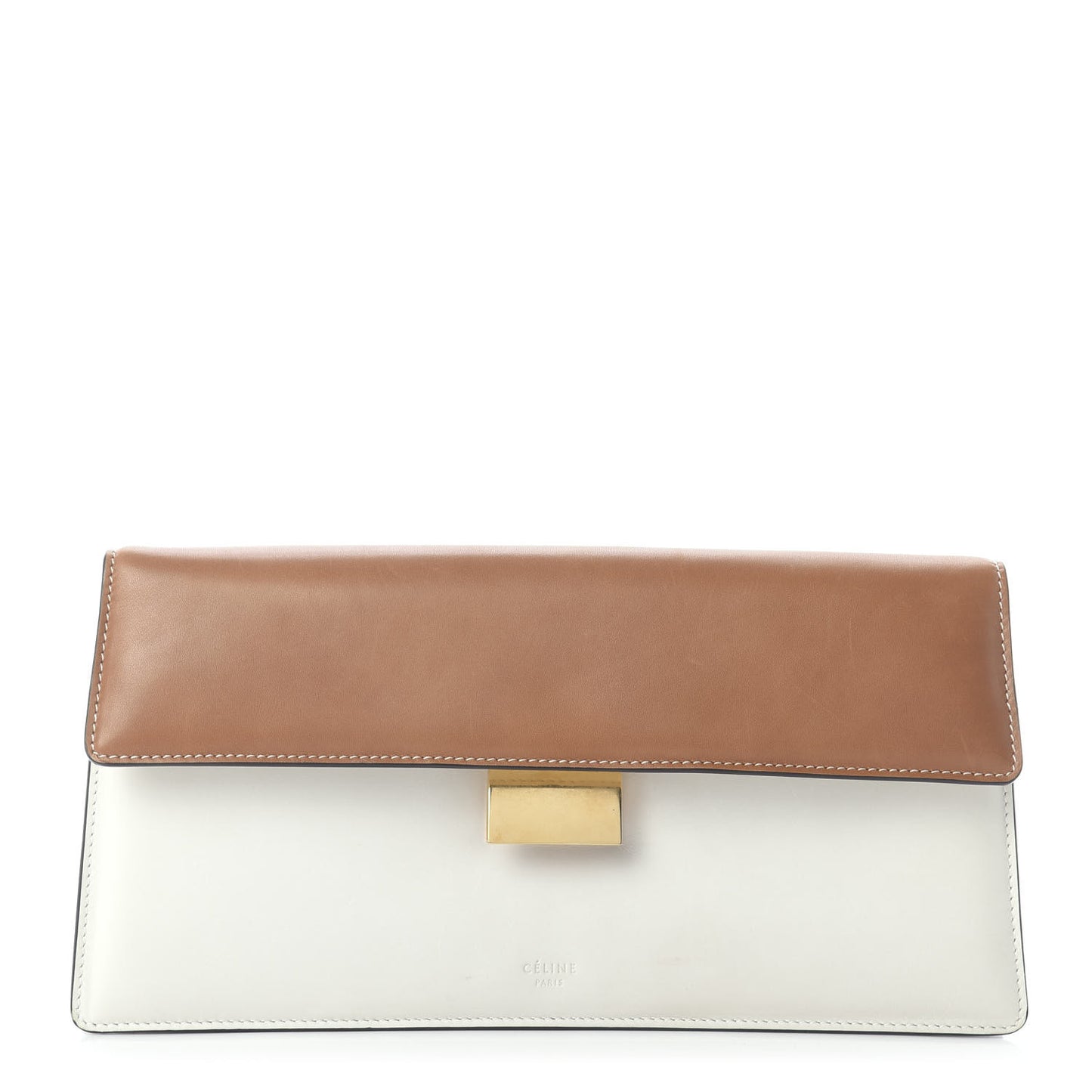 Natural Calfskin Bicolor Clutch White Claycourt