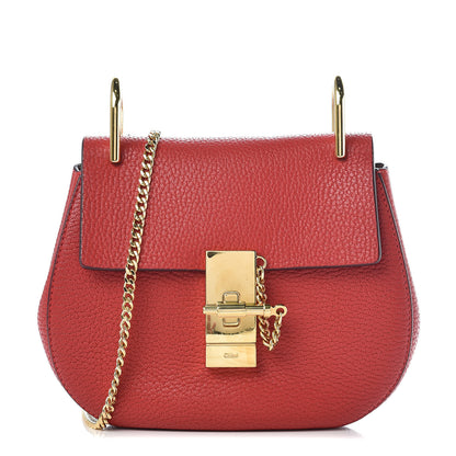 Chloe Grained Lambskin Mini Drew Shoulder Bag Plaid Red 1 of 9