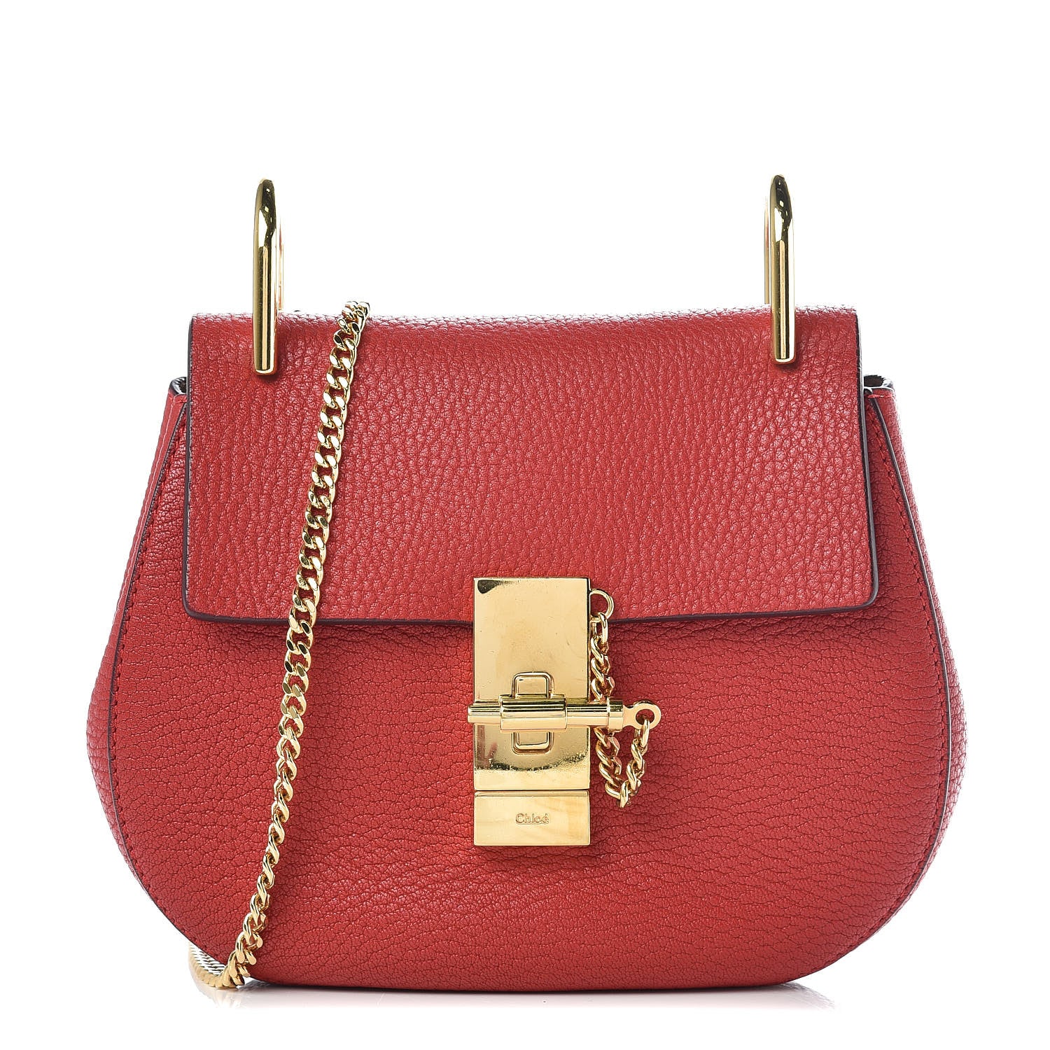 Chloe Grained Lambskin Mini Drew Shoulder Bag Plaid Red 1 of 9