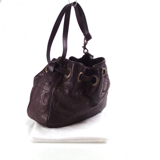 Christian Dior Leather Medium Cannage Tote Brown 3 of 9