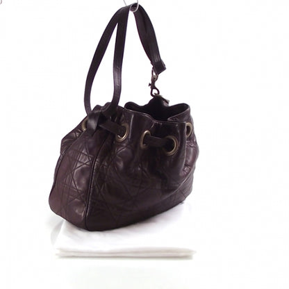 Christian Dior Leather Medium Cannage Tote Brown 3 of 9