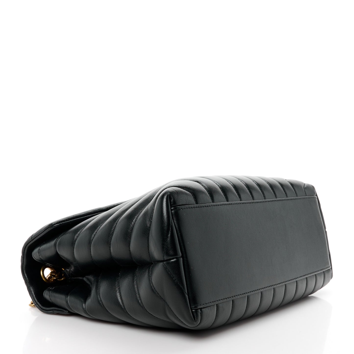 SAINT LAURENT Calfskin Y Quilted Monogram Medium Loulou Chain Satchel Black