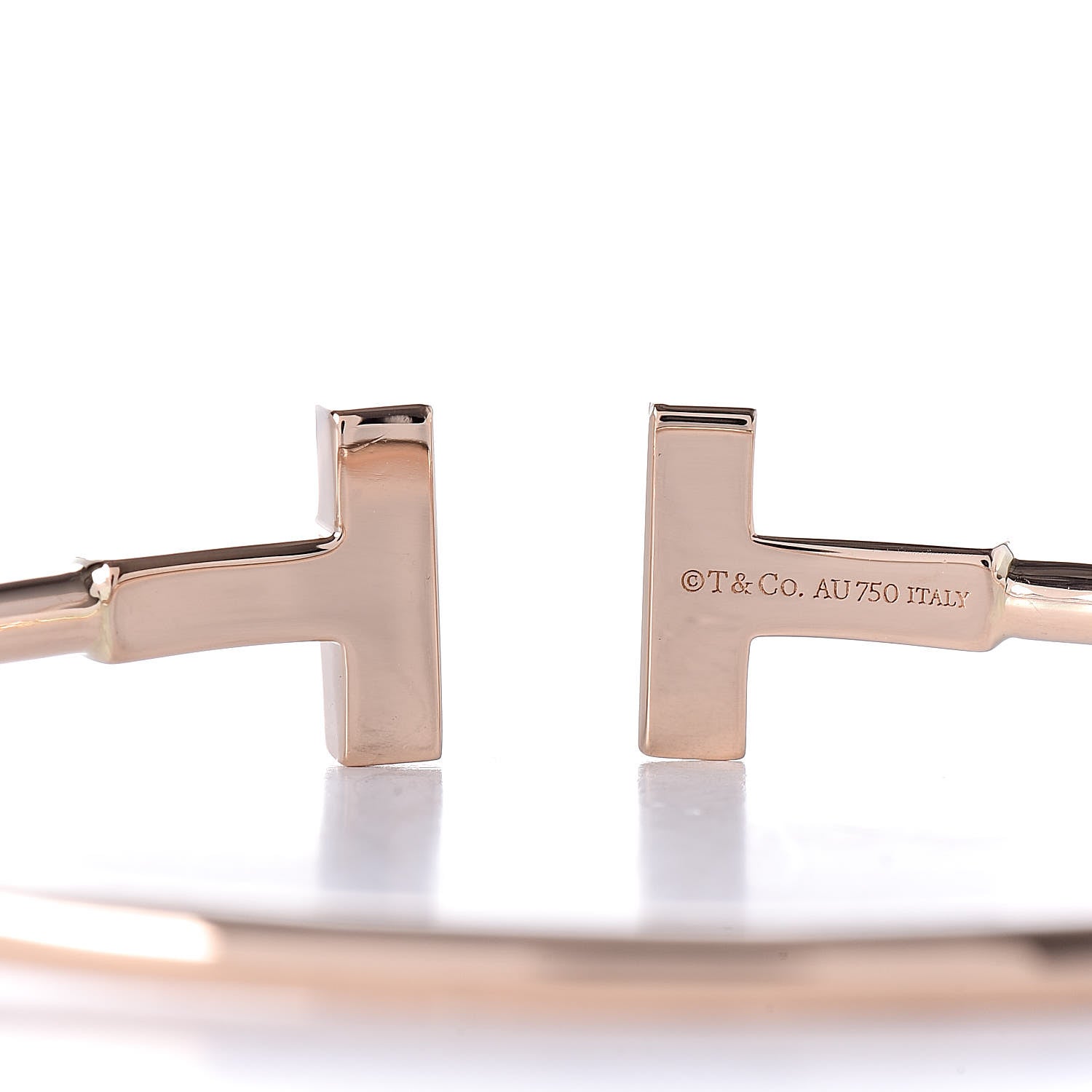 Tiffany 18K Rose Gold Diamond T Wire Bracelet 4 of 5