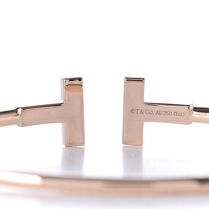 Tiffany 18K Rose Gold Diamond T Wire Bracelet 4 of 5