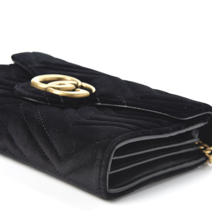Gucci Velvet Matelasse GG Marmont Chain Wallet Black 6 of 9