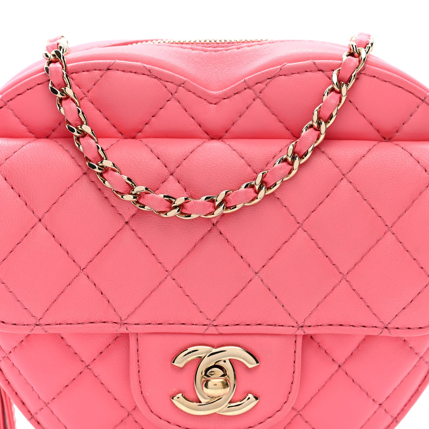 Lambskin Quilted CC In Love Heart Bag Pink
