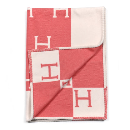 Hermes Wool Cashmere Avalon Baby Blanket Rose Airelle White 2 of 4
