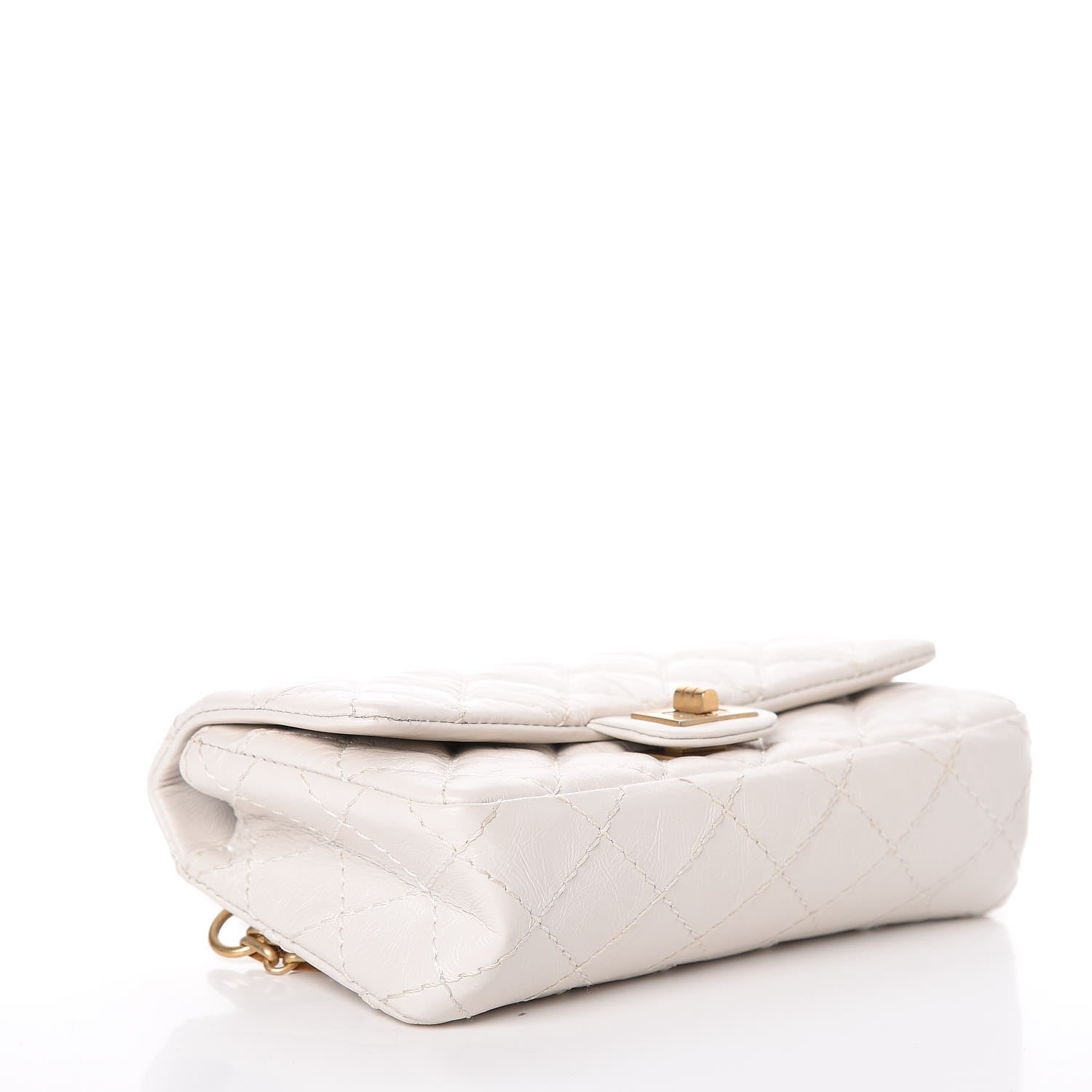 Chanel Aged Calfskin Quilted 2.55 Reissue Chain Waist Bag White 4 of 10