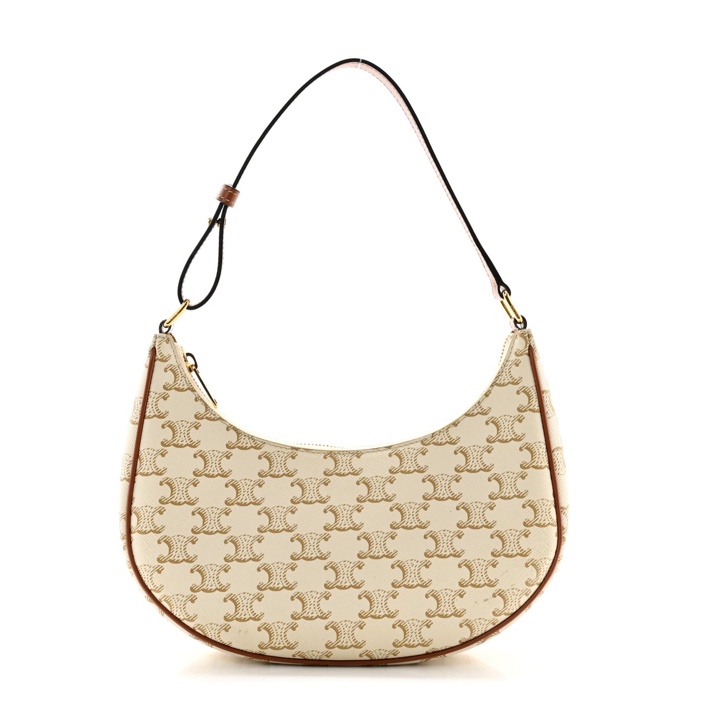 Canvas Calfskin Ava Triomphe Shoulder Bag White