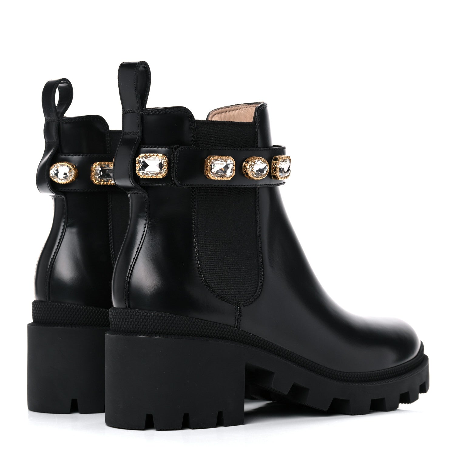 Gucci Calfskin Crystal GG Trip Chelsea Ankle Boots 39 Black 4 of 13