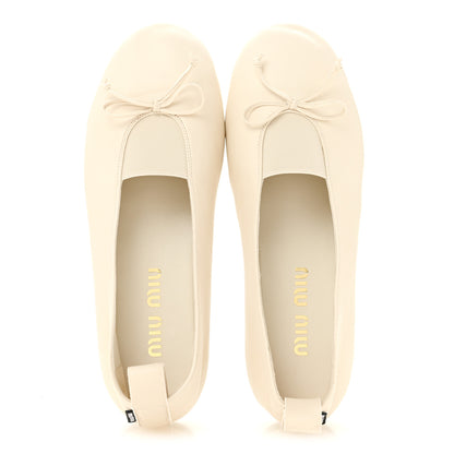 Miu Miu Nappa Womens Elan Bow Ballerina Flats 36 Avorio 2 of 9