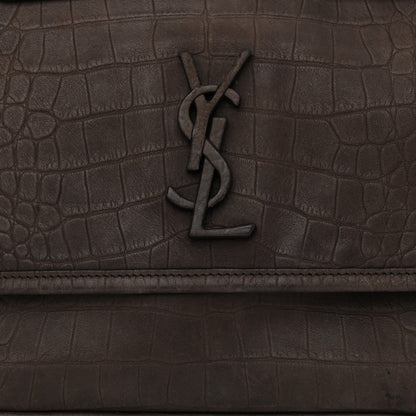 Saint Laurent Nubuck Crocodile Embossed Monogram Medium Niki Chain Satchel Wood 8 of 11