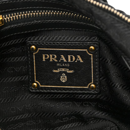 Prada Tessuto Nylon Pleated Shoulder Bag Black 7 of 17