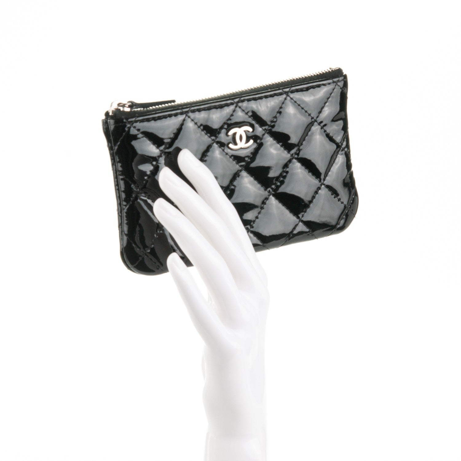 Chanel Patent Quilted Small Cosmetic Case Black 2 of 7