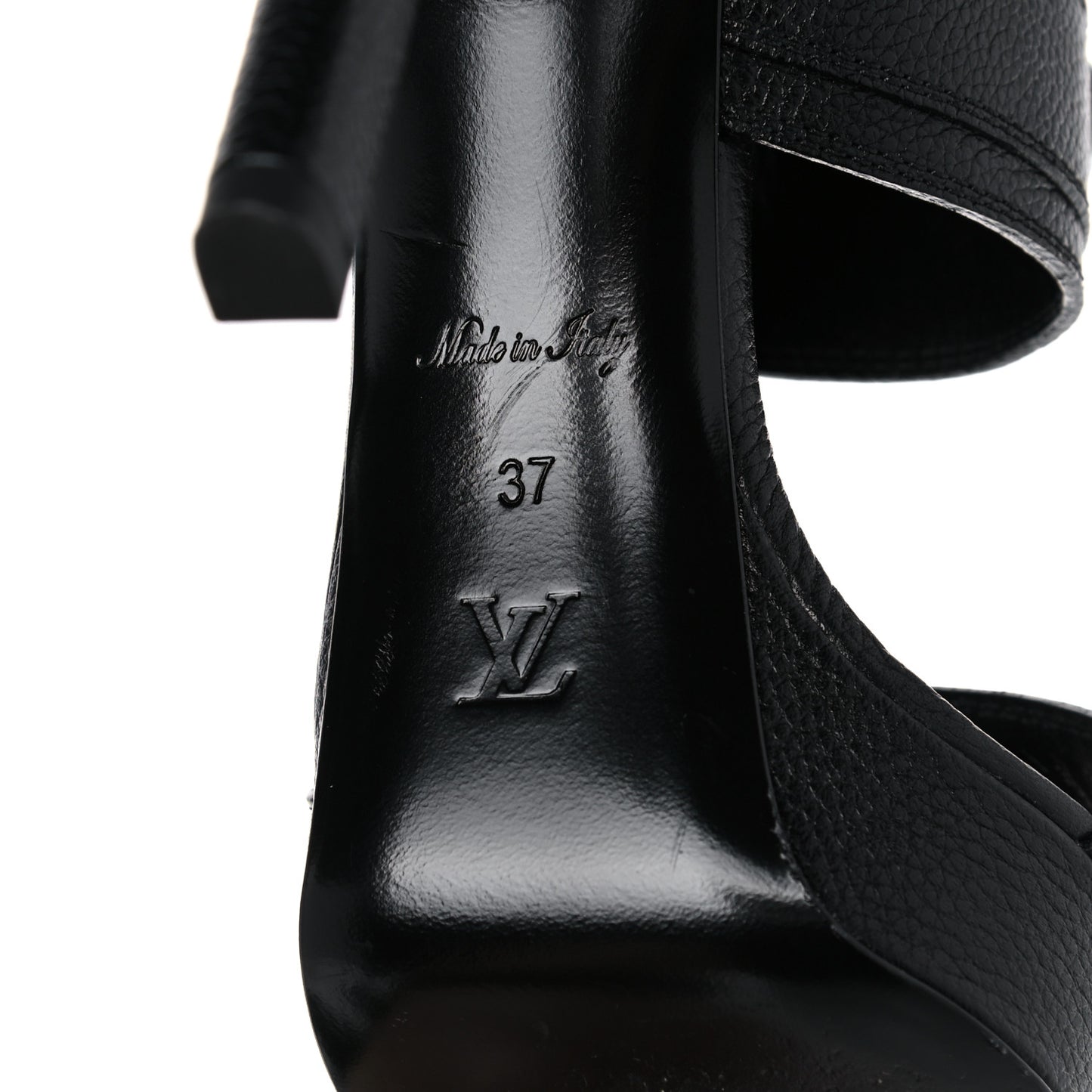 Grained Calfskin Horizon Sandals 37 Black