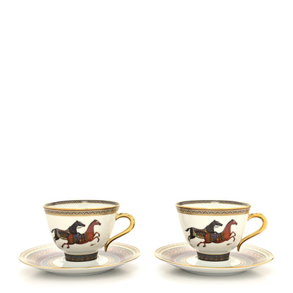 Hermes Porcelain Cheval d'Orient Tea Cup and Saucer Set of 2 1 of 11