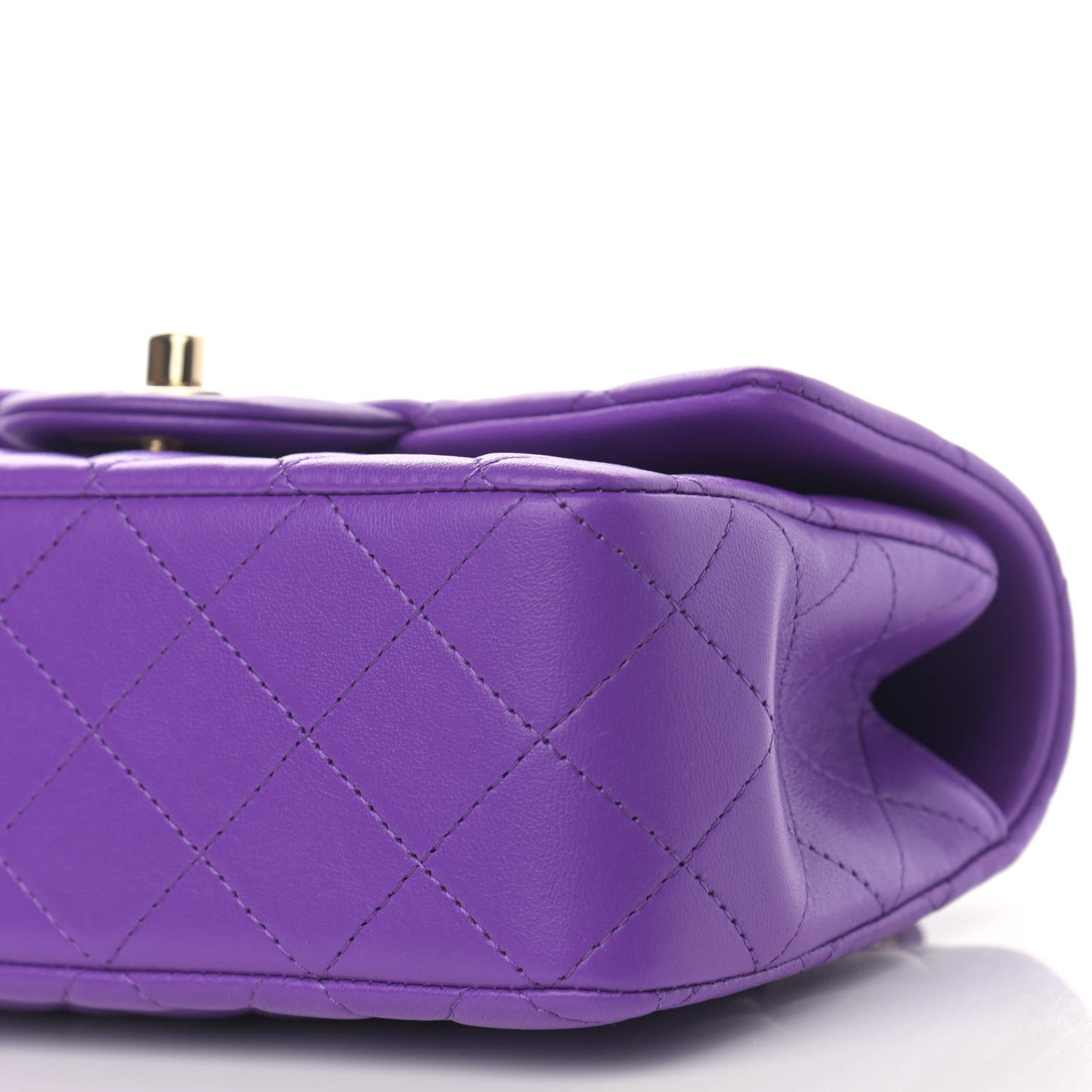 Lambskin Quilted Mini Top Handle Rectangular Flap Purple