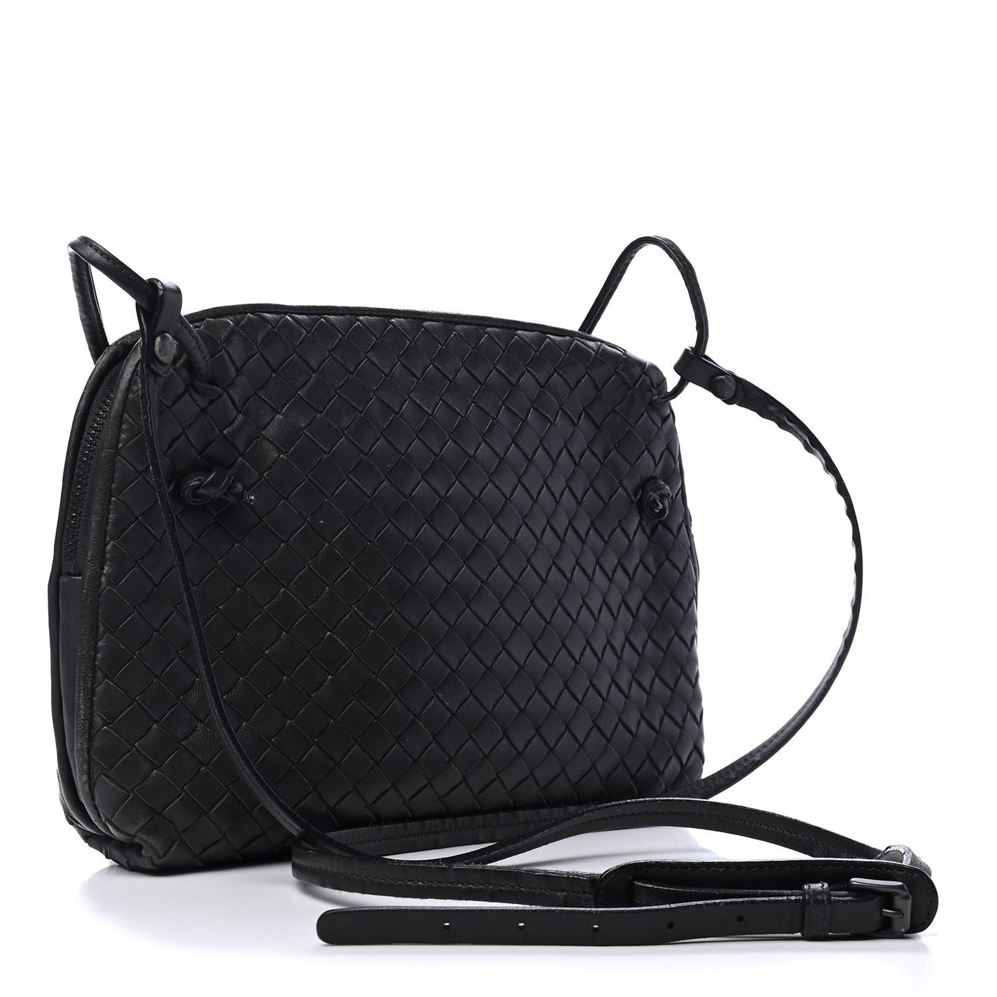 Nappa Intrecciato Pillow Crossbody Messenger Black