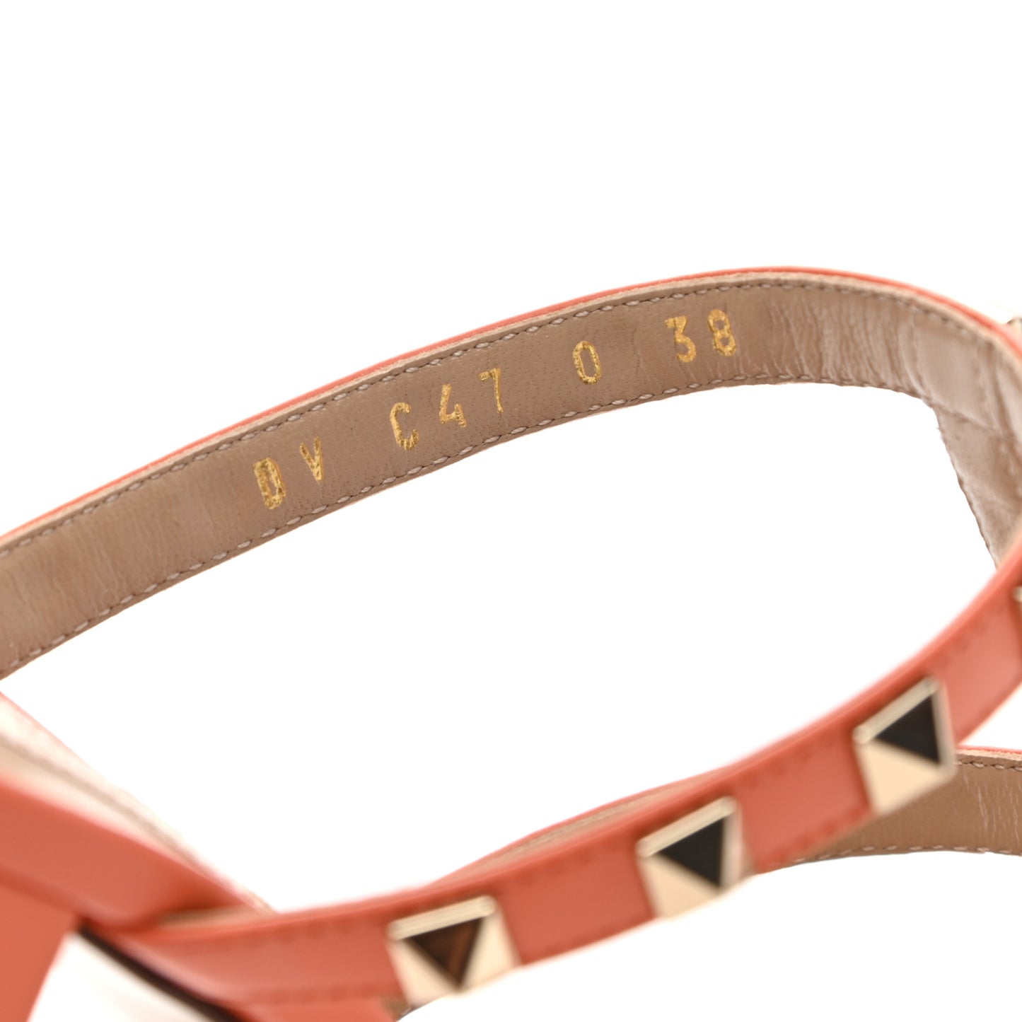 Calfskin Rockstud 60mm Caged Slide Sandals 38 Orange Zest