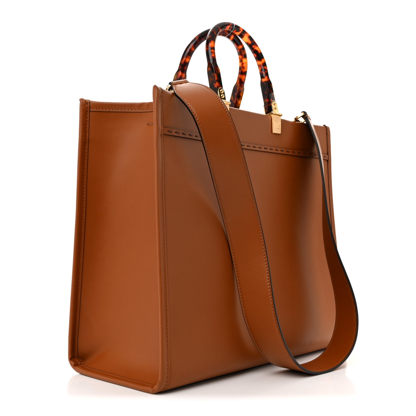 Vitello King Plexiglass Medium Fendi Sunshine Shopper Tote Cuoio
