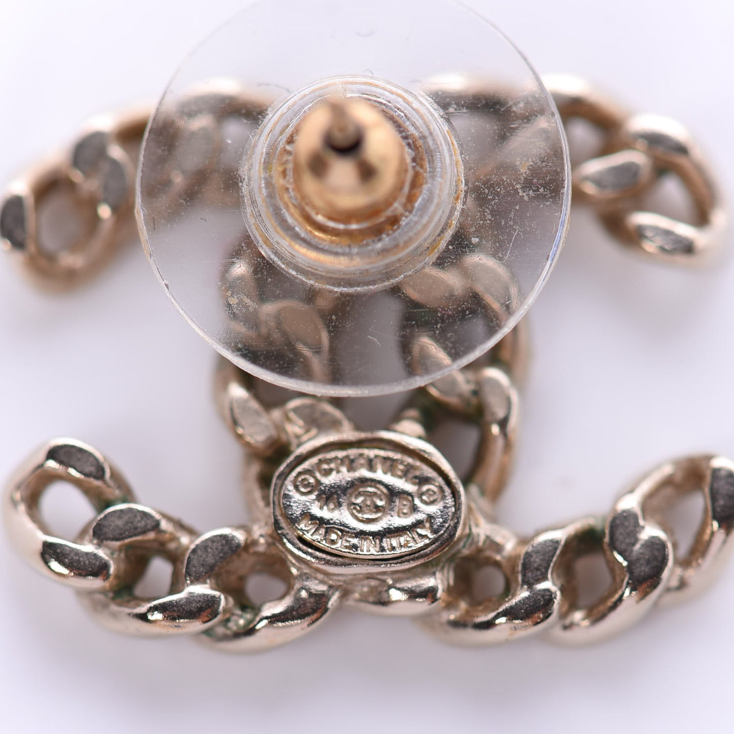 CC Chain Link Earrings Light Gold