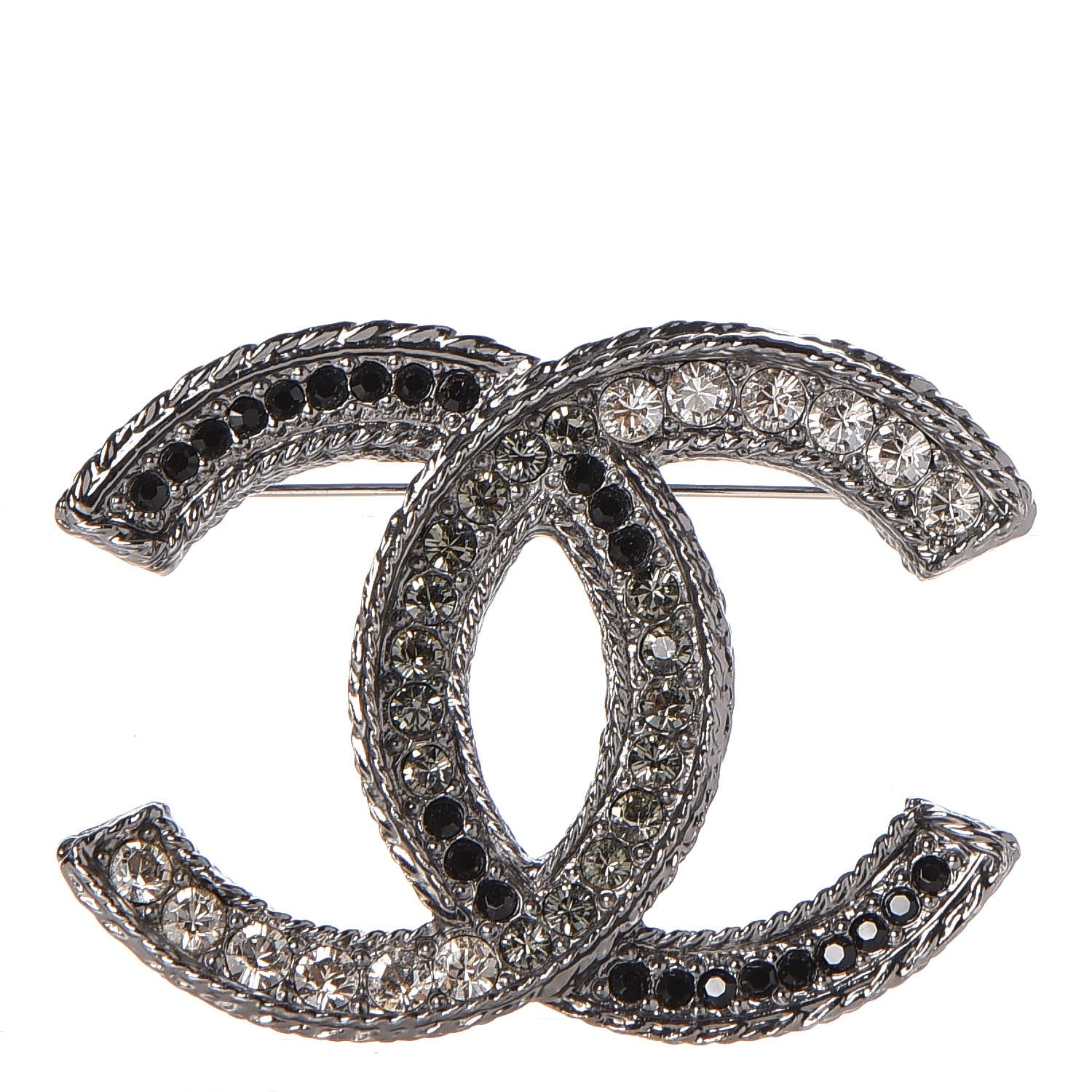 Chanel Ruthenium Crystal CC Brooch Black 1 of 4