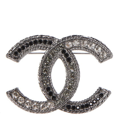Chanel Ruthenium Crystal CC Brooch Black 1 of 4