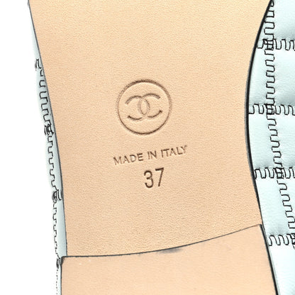 Chanel Lambskin Embroidered Grosgrain Cap Toe CC Ballerina Flats 37 Light Blue Black 6 of 9