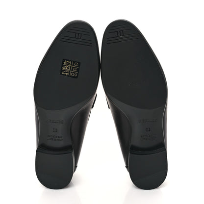 Hermes Goatskin Womens Paris Loafers 36 Black 5 of 9